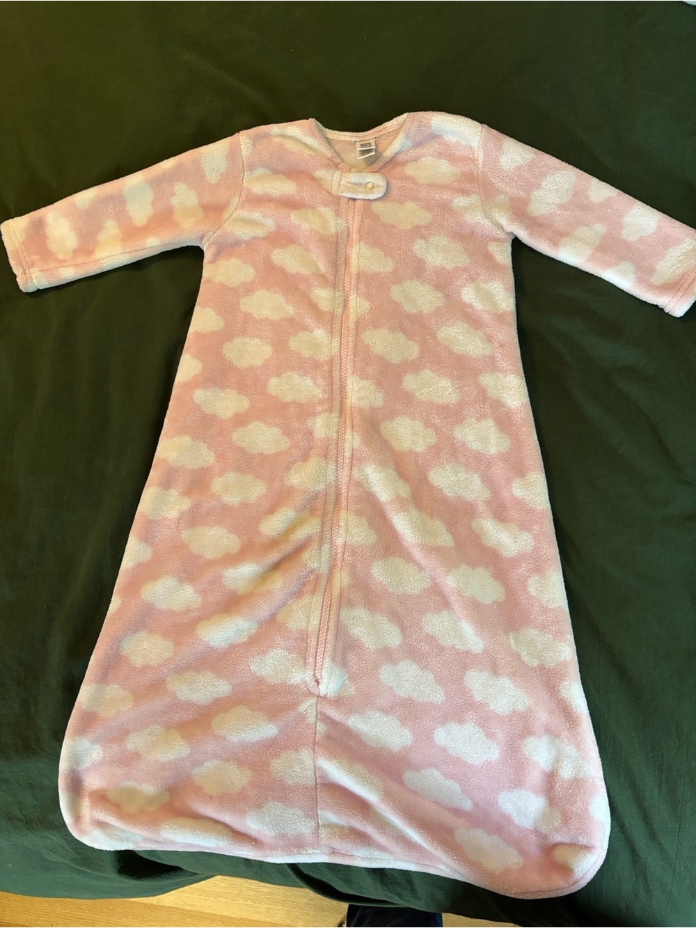 Hudson Baby Pink and White Fleece Cloud-Print Sleep Sack